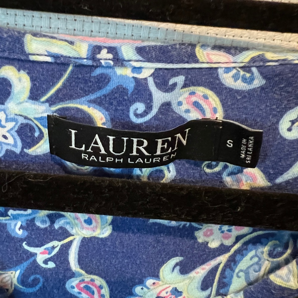 Ralph Lauren 2Pk Summer Nightgowns Blue Paisley Floral Ruffle Size Small - Picture 2 of 12